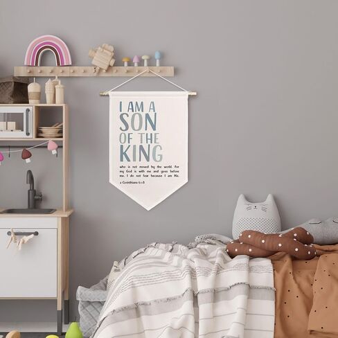 chissnook أنا ابن لافتة King Christian Canvas ، الكتاب المقدس الكتاب المقدس معلقة أعلام راية العصر الجدار ، ديكور الجدار الديني للأطفال in Saudi Arabia