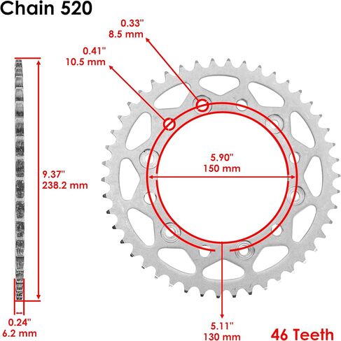 سلسلة محرك Caltric و Sprocket Kit متوافقة مع Yamaha FZ-6 FZ6 2009 / FZ-6R FZ6R 2009 2010 2011 2013 2014 2015 2015 2015 in Saudi Arabia