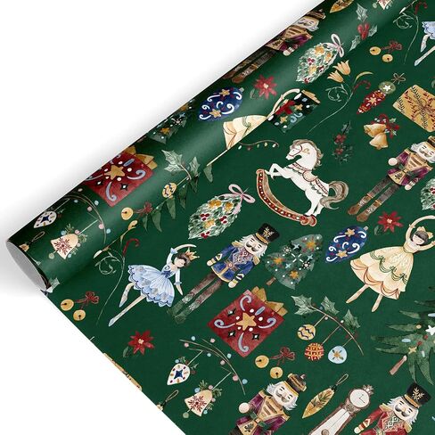 JarThenaAMCS Christmas Wrapping Paper -Mini Roll- 17 Inch x 32.8Ft Nutcracker Gift Wrap Paper Xmas Cartoon Art Paper for Wedding Birthday Bridal Shower in Saudi Arabia