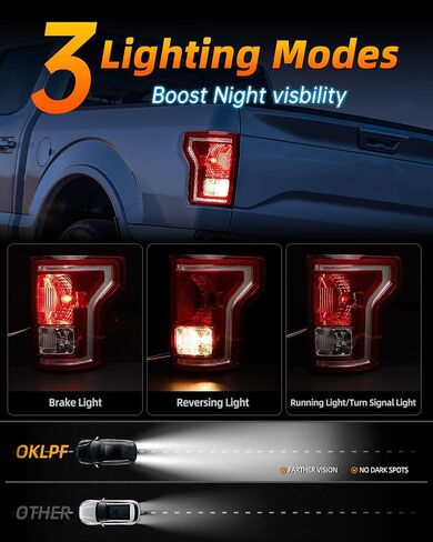 OKLPF Rear Brake Tail Light Compatible With 2015 2016 2017 Ford F150 F-150 Replace FL3Z-13405-A FL3Z-13404-A,Replacement Red Taillight Assembly,Included Bulbs,Driver and Passenger Side in Saudi Arabia
