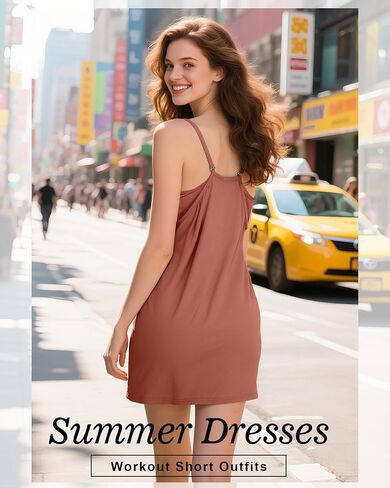 2 Pack Women's Summer Sleeveless Mini Dresses Spaghetti Straps Athletic Tennis Romper Dresses Workout Short Outfits in Saudi Arabia
