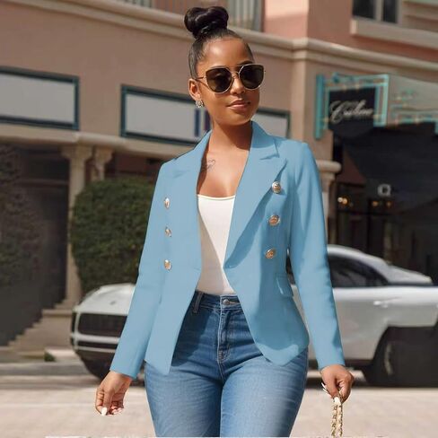 Women's Business Blazer Casual Long Sleeves Lapel Open Front Suit Jacket Work Blazer with Pockets in Kuwait