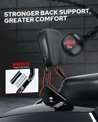 Benlari Passenger Backrest Sissy Bar ، إصدار سريع للانفصال Sissy Bar Backrest Fit for Harley Davidson Street Glidelectra Glide Road King 2009-2024 ، Black in Kuwait