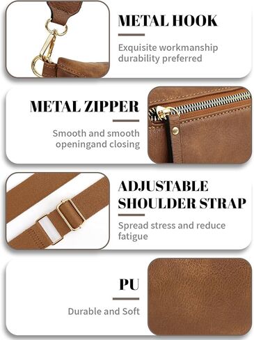 حقيبة Crossbody Crossbody المألوفة للنساء - حزمة فاني كبيرة ، حقيبة حبال حقيبة الحزام ، جلود PU متينة ، أنيقة للسفر والاستخدام اليومي (بني) in Saudi Arabia