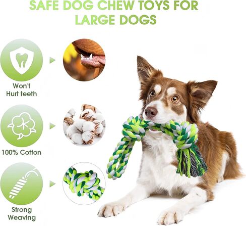 TUAHOO Spring Pole Bungee Dog Tug Toy - Dog Rope Pull & Tether Tug of War Toy for Small to Large Dogs to Exercise and Play Retractable Tugger Dog Rope Toys with 2 Chew Toys in Kuwait