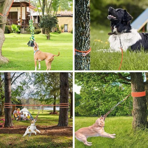 TUAHOO Spring Pole Bungee Dog Tug Toy - Dog Rope Pull & Tether Tug of War Toy for Small to Large Dogs to Exercise and Play Retractable Tugger Dog Rope Toys with 2 Chew Toys in Kuwait