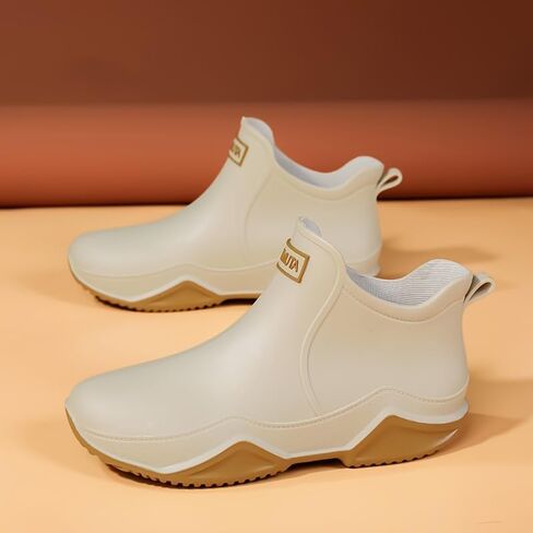Stylish Outdoor Rain Boots, Unisex Waterproof Shoes for Fishing with Non-Slip Rubber Soles - Stylish Solid Color PVC Upper, Fabric Inner Layer and EVA Insole in Kuwait