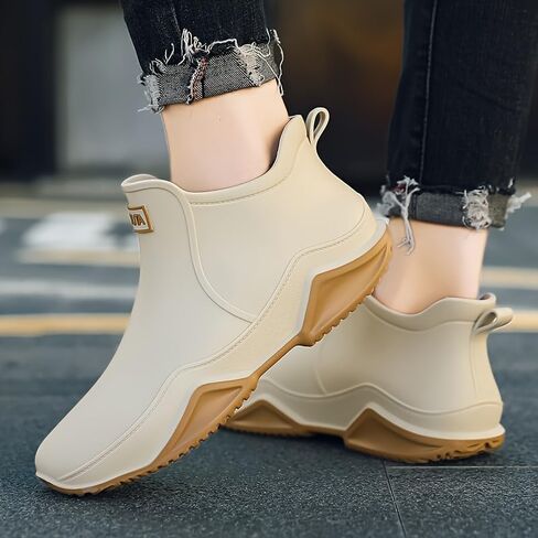 Stylish Outdoor Rain Boots, Unisex Waterproof Shoes for Fishing with Non-Slip Rubber Soles - Stylish Solid Color PVC Upper, Fabric Inner Layer and EVA Insole in Kuwait