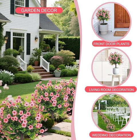 SDDFGLOYW مجموعة من شجيرات اصطناعية للهواء الطلق للأشوارق المزيفة المقاومة للأشعة فوق البنفسجية لشرفة الشرفة الفناء حديقة الساحة ديكور 17.7 بوصة (وردي.) in Kuwait