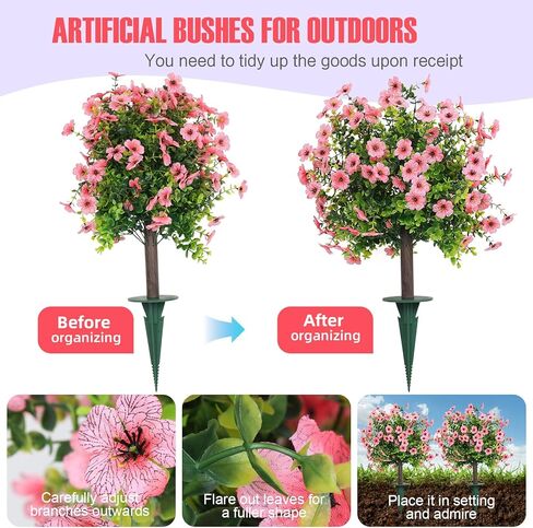 SDDFGLOYW مجموعة من شجيرات اصطناعية للهواء الطلق للأشوارق المزيفة المقاومة للأشعة فوق البنفسجية لشرفة الشرفة الفناء حديقة الساحة ديكور 17.7 بوصة (وردي.) in Kuwait