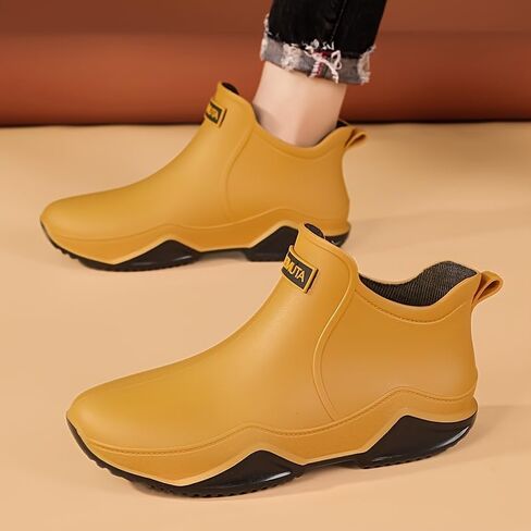 Stylish Outdoor Rain Boots, Unisex Waterproof Shoes for Fishing with Non-Slip Rubber Soles - Stylish Solid Color PVC Upper, Fabric Inner Layer and EVA Insole in Kuwait