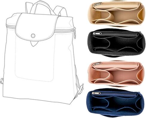 Backpack Organizer, Purse Organizer, Insert Multi Pocket Felt Bag Organizer with Zipper,Purse Organizer Insert for Handbags & Base Shaper,Gray in Saudi Arabia