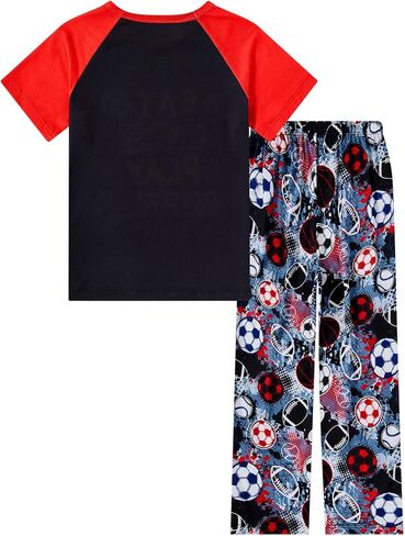 STINGENTCOKID BOYS PAJAMAS مجموعة 2 قطعة قميص قصير الأكمام سراويل أعلى مع جيوب حجم 6-12 in Saudi Arabia