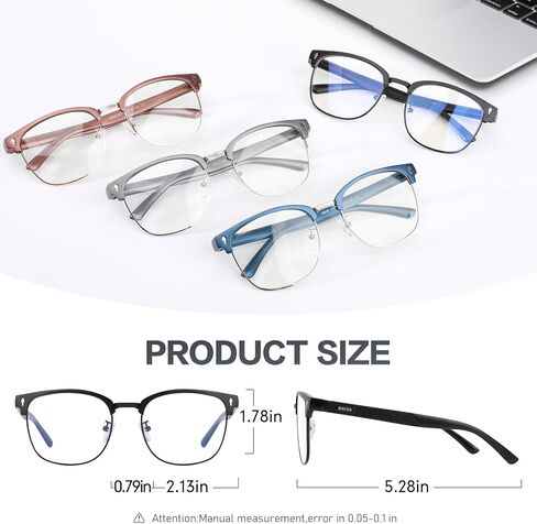 BIRCEN Blue Light Blocking Glasses: Al-Mg Metal Bluelight Computer Clear Glasses for Men Women Anti Eyestrain Office Home in Kuwait