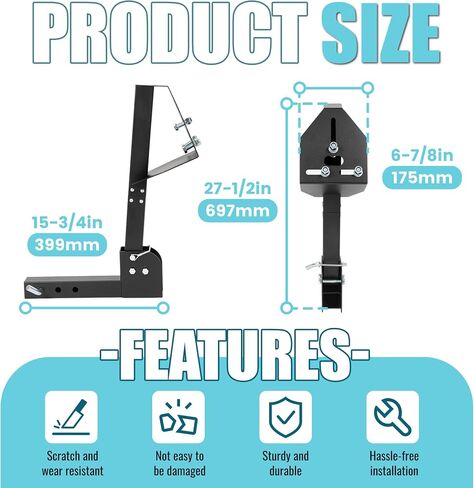 ECOTRIC Trailer Hitch Spare Tire Carrier Fits 4 & 5 & 6 Lugs Trailer Wheels Compatible with Truck with 2 Inch Hitch Receiver Adjustable Rack Holder Mount Black in Saudi Arabia