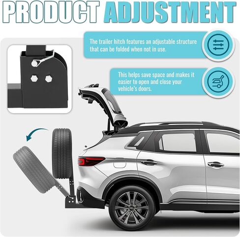 ECOTRIC Trailer Hitch Spare Tire Carrier Fits 4 & 5 & 6 Lugs Trailer Wheels Compatible with Truck with 2 Inch Hitch Receiver Adjustable Rack Holder Mount Black in Saudi Arabia