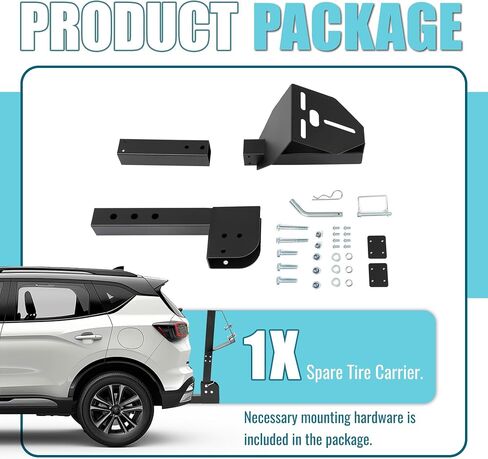 ECOTRIC Trailer Hitch Spare Tire Carrier Fits 4 & 5 & 6 Lugs Trailer Wheels Compatible with Truck with 2 Inch Hitch Receiver Adjustable Rack Holder Mount Black in Saudi Arabia