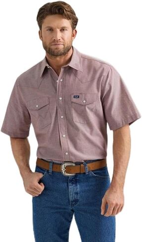 Wrangler Mens Short Sleeve Brown Work Shirt in Saudi Arabia