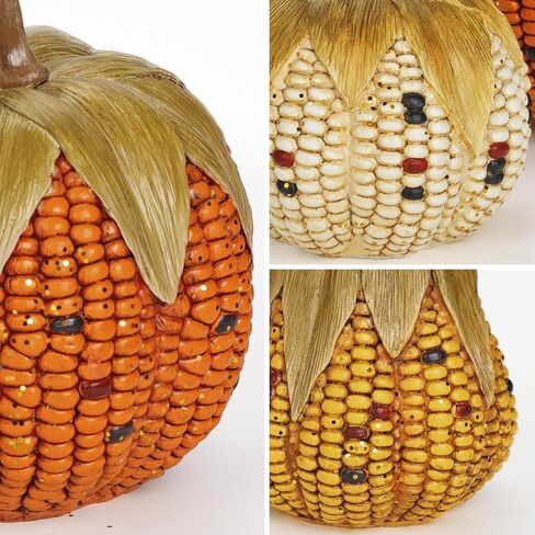Briful Fall Decorative Corn Pumpkin Set – 3-in-1 Resin Pumpkins Harvest Décor Fake Corn Pumpkins Centerpiece for Thanksgiving Table Tiered Tray Outdoor Autumn Decorations in Saudi Arabia