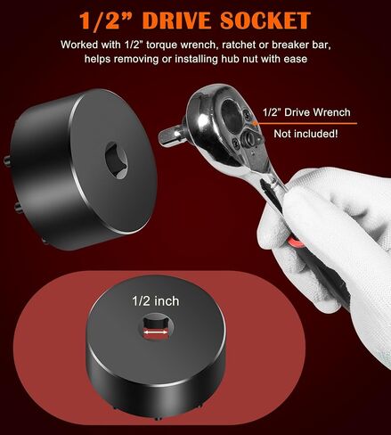 Bonbo 31510 Axle Nut Socket - 9 Pin Hub Nut Socket يناسب GM 2020+ Silverado و Sierra 2500/3500 مع 11.5 "و 12" محور محور عجلات خلفية مزدوجة ، 1/2 "محرك الأقراص in Kuwait