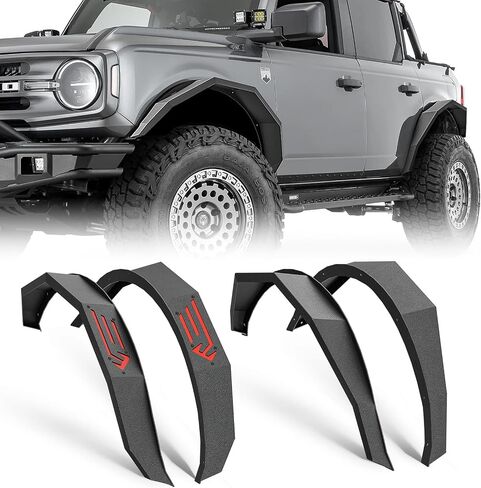Front & Rear Steel Fender Flares Kit Compatible with 2021 2022 2023 2024 2025 Ford Bronco 2/4 Doors, Off-Road Heavy Duty Wheel Fenders Textured Black Finish (NOT for Bronco Sport or Raptor) in Saudi Arabia