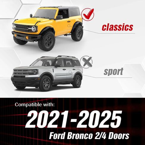 Front & Rear Steel Fender Flares Kit Compatible with 2021 2022 2023 2024 2025 Ford Bronco 2/4 Doors, Off-Road Heavy Duty Wheel Fenders Textured Black Finish (NOT for Bronco Sport or Raptor) in Saudi Arabia