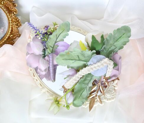 2Pcs Wedding Corsage and Boutonniere Set Purple Rose Corsage Wristlet and Boutonniere for Men Women Groom Bride Bridesmaid Groomsmen Wedding Party Accessory Prom Decoration (Purple) in Saudi Arabia