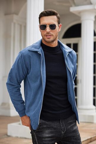 سترة رجالية كاجوال من COOFANDY خفيفة الوزن بسحاب وسترة كلاسيكية بياقة منفوخة in Kuwait