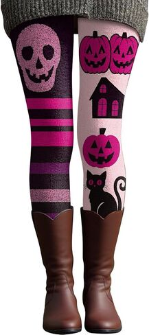 Halloween Leggings for Women High Waisted Soft Pajamas Pants Stretchy Leggings Pumpkin Printed Yoga Pants Tights in Saudi Arabia