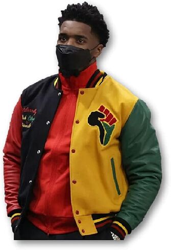 HBCU Pride Letterman Varsity Jacket - Donovan Mitchell Multicolor HBCU Wool Jacket مع بقع HBCU in Kuwait