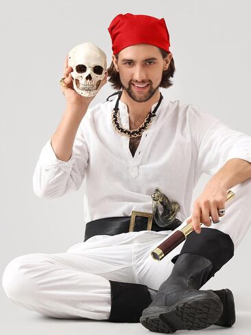 Halloween Pirate Bandanas 21 Inch Large Solid Bandanas for Men Women Headband Scarf Halloween Party Costume in Saudi Arabia