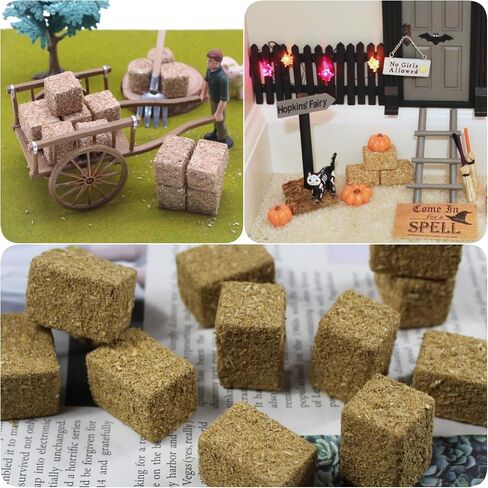 Mini Hay Bales Decorative Straw Bales, 12Pcs Mini Haystack Miniature Hay Bales for Dollhouse, Craft, Farm, Halloween, Table Decor, Autumn Harvest Decoration (12) in Saudi Arabia