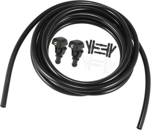 Front Windshield Washer Hose Kit Fit for Ford F150 with 3 Meter Washer Fluid Hose 12 Pcs Hose Connectors - Pack of 15 Black Automotive Parts in Saudi Arabia