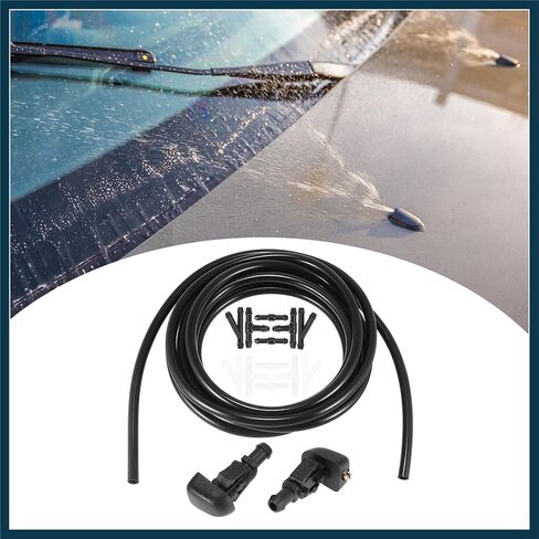 Front Windshield Washer Hose Kit Fit for Ford F150 with 3 Meter Washer Fluid Hose 12 Pcs Hose Connectors - Pack of 15 Black Automotive Parts in Saudi Arabia