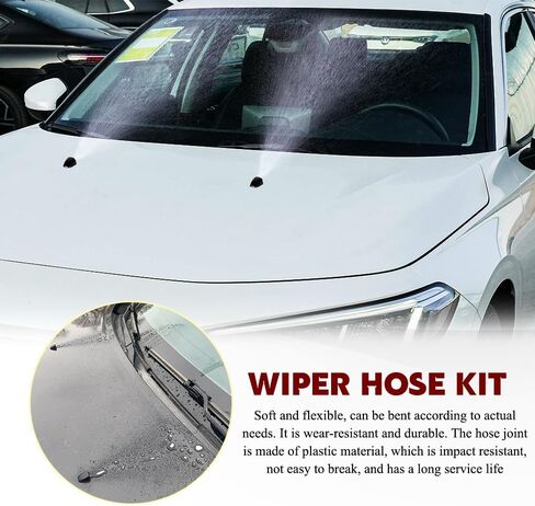 Windshield Washer Hose Kit, Windshield Wiper Hose Repair Kit, 5M/16Ft Rubber Washer Fluid Tubing with 6 PCS Connectors, Universal Connection Water Pump and Nozzle Parts Fit Cars (1 Set #016) in Saudi Arabia