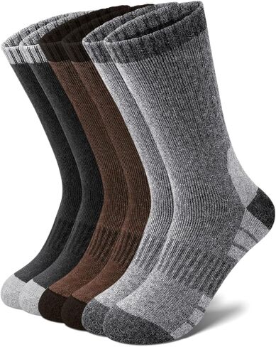Merino Wool Hiking Socks for Men, Warm Thermal Crew Socks W/Cushion Moisture Wicking for Trekking Work Outdoor, 3 Pairs in Kuwait