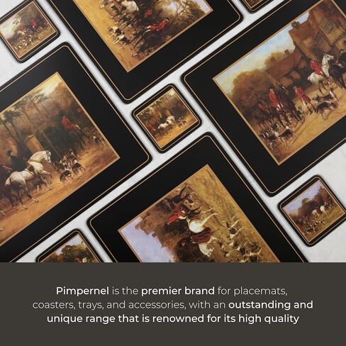 Pimpernel Tally Ho Collection Coasters | Set of 6 | Cork Backed Board | Heat and Stain Resistant | Drinks Coaster for Tabletop Protection | Measures 4" x 4" in Kuwait