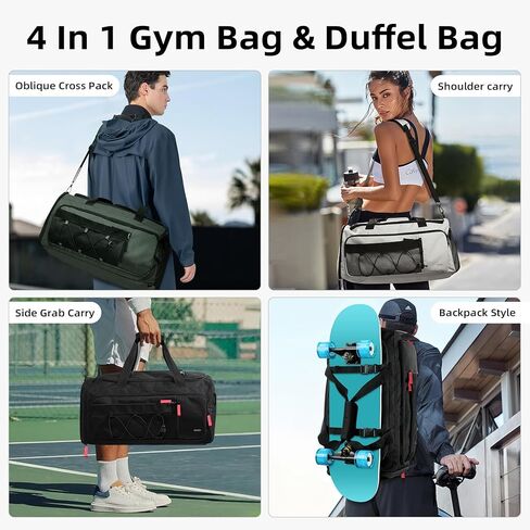 CLUCI Gym Bag for Men & Women, 35L Sports Duffle Bag for Travel,4 in 1 Weekender Bag,Overnight Backpack with Shoe Compartment,Carry on Duffel Bag for Airplane in Kuwait