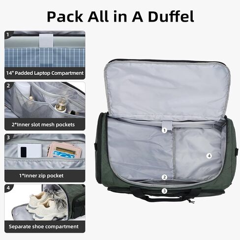 CLUCI Gym Bag for Men & Women, 35L Sports Duffle Bag for Travel,4 in 1 Weekender Bag,Overnight Backpack with Shoe Compartment,Carry on Duffel Bag for Airplane in Kuwait