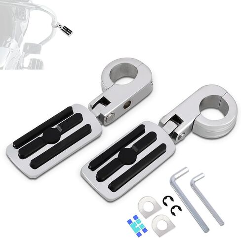 Hokuotolite Short Adjustable Foot Pegs Mounts Clamps Kit for Harley Davidson Touring Electra Road King Street Glide with 1.25 Engine Guard(Black) in Kuwait