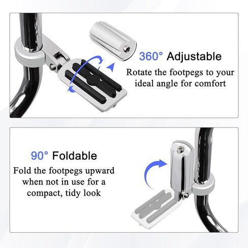 Hokuotolite Short Adjustable Foot Pegs Mounts Clamps Kit for Harley Davidson Touring Electra Road King Street Glide with 1.25 Engine Guard(Black) in Kuwait