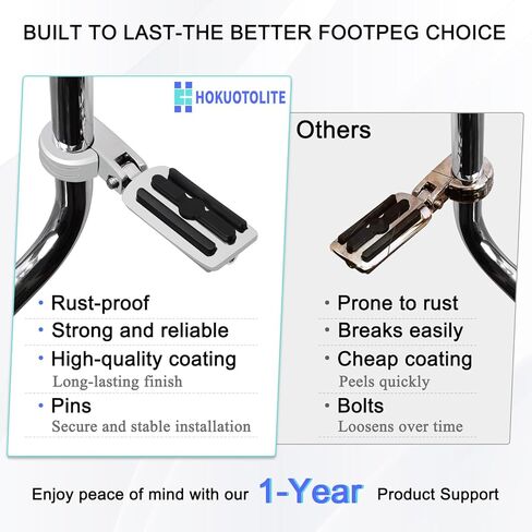 Hokuotolite Short Adjustable Foot Pegs Mounts Clamps Kit for Harley Davidson Touring Electra Road King Street Glide with 1.25 Engine Guard(Black) in Kuwait