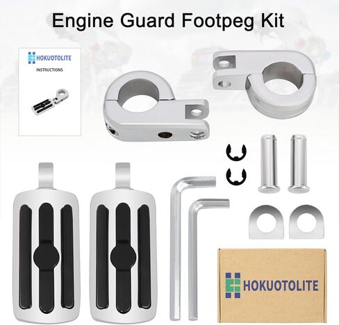 Hokuotolite Short Adjustable Foot Pegs Mounts Clamps Kit for Harley Davidson Touring Electra Road King Street Glide with 1.25 Engine Guard(Black) in Kuwait