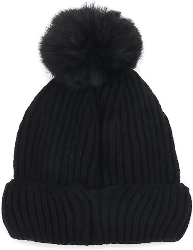 Baby Girls Boys Winter Rhinestone Beanie Hat Crochet Knitted with Faux Fur Pom Pom Knit Skull Cap in Saudi Arabia