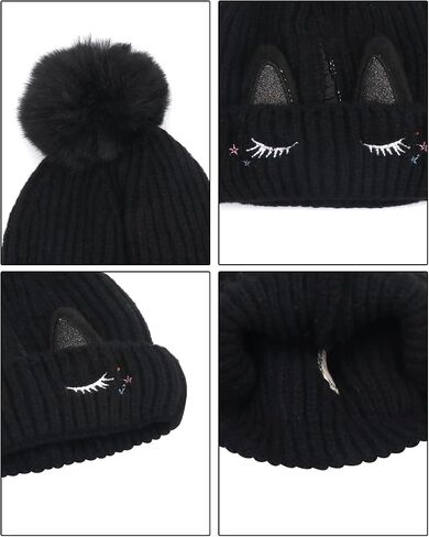 Baby Girls Boys Winter Rhinestone Beanie Hat Crochet Knitted with Faux Fur Pom Pom Knit Skull Cap in Saudi Arabia