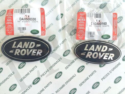 Land Rover About Oval Badges Black ON Silver -New Genuine Parts DAG500160 + DAH500330 in Saudi Arabia