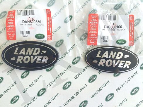 Land Rover About Oval Badges Black ON Silver -New Genuine Parts DAG500160 + DAH500330 in Saudi Arabia