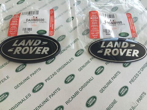 Land Rover About Oval Badges Black ON Silver -New Genuine Parts DAG500160 + DAH500330 in Saudi Arabia