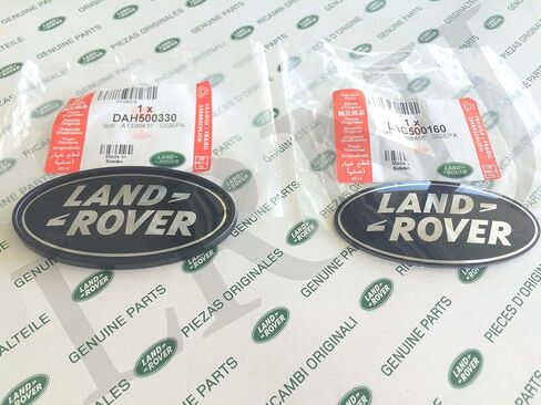 Land Rover About Oval Badges Black ON Silver -New Genuine Parts DAG500160 + DAH500330 in Saudi Arabia