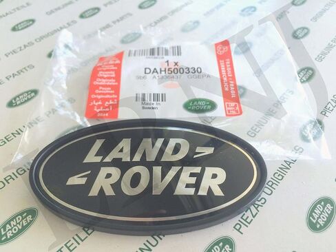 Land Rover About Oval Badges Black ON Silver -New Genuine Parts DAG500160 + DAH500330 in Saudi Arabia